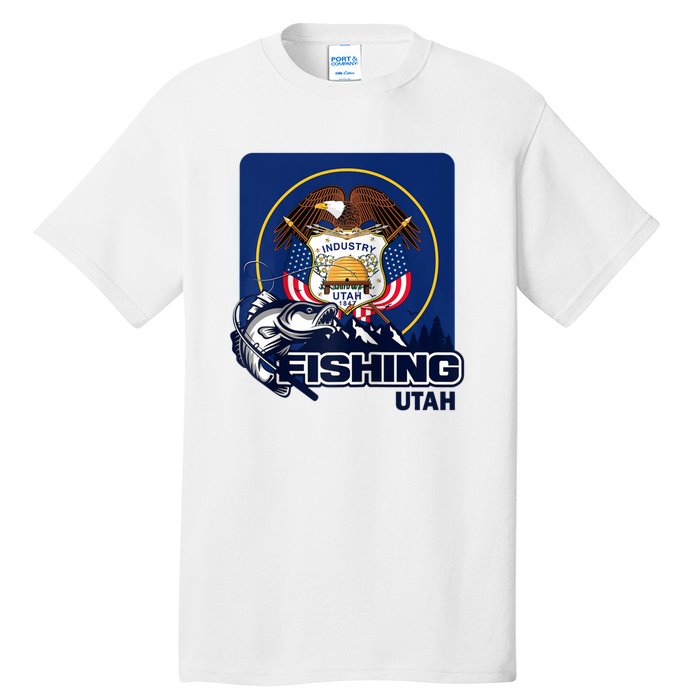 Utah Fishing Flag Of Utah Fishing In Utah Tall T-Shirt