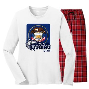 Utah Fishing Flag Of Utah Fishing In Utah Women's Long Sleeve Flannel Pajama Set 