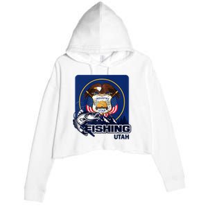 Utah Fishing Flag Of Utah Fishing In Utah Crop Fleece Hoodie