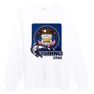 Utah Fishing Flag Of Utah Fishing In Utah Premium Crewneck Sweatshirt