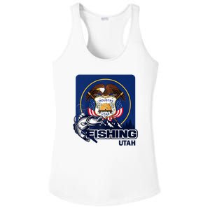 Utah Fishing Flag Of Utah Fishing In Utah Ladies PosiCharge Competitor Racerback Tank