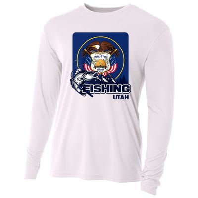 Utah Fishing Flag Of Utah Fishing In Utah Cooling Performance Long Sleeve Crew