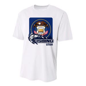 Utah Fishing Flag Of Utah Fishing In Utah Performance Sprint T-Shirt