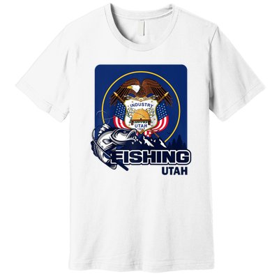 Utah Fishing Flag Of Utah Fishing In Utah Premium T-Shirt