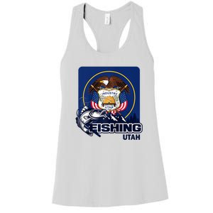 Utah Fishing Flag Of Utah Fishing In Utah Women's Racerback Tank