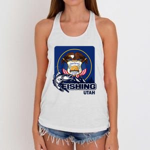 Utah Fishing Flag Of Utah Fishing In Utah Women's Knotted Racerback Tank