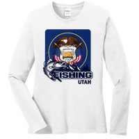 Utah Fishing Flag Of Utah Fishing In Utah Ladies Long Sleeve Shirt