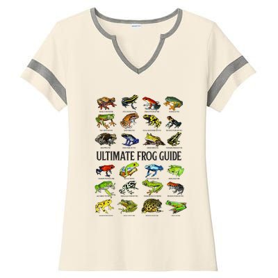 Ultimate Frog Guide Funny Frog Lover Species Guide Ladies Halftime Notch Neck Tee