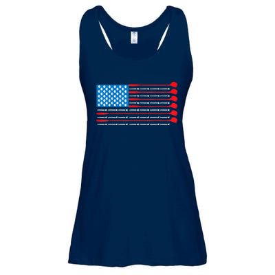 Usa Flag Golf Clubs & Golf Balls Patriotic Golf Gift Ladies Essential Flowy Tank