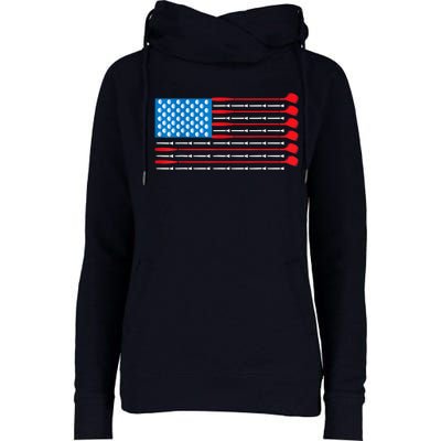 Usa Flag Golf Clubs & Golf Balls Patriotic Golf Gift Womens Funnel Neck Pullover Hood