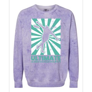 Ultimate Frisbee Gift Catch The Flying Disc Silhouette Colorblast Crewneck Sweatshirt