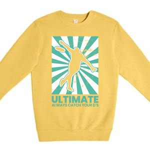 Ultimate Frisbee Gift Catch The Flying Disc Silhouette Premium Crewneck Sweatshirt