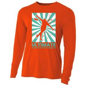 Ultimate Frisbee Gift Catch The Flying Disc Silhouette Cooling Performance Long Sleeve Crew