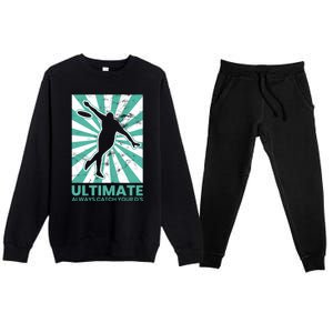 Ultimate Frisbee Gift Catch The Flying Disc Silhouette Premium Crewneck Sweatsuit Set