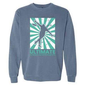 Ultimate Frisbee Gift Catch The Flying Disc Silhouette Garment-Dyed Sweatshirt