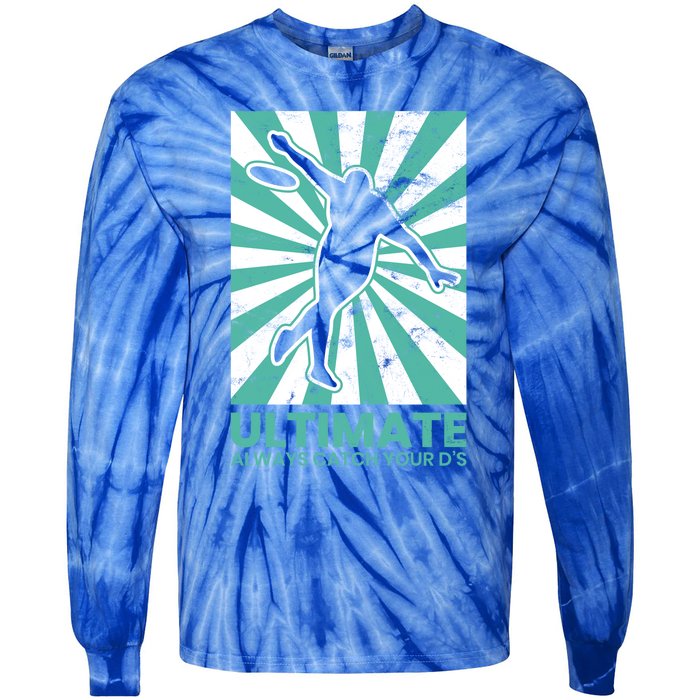 Ultimate Frisbee Gift Catch The Flying Disc Silhouette Tie-Dye Long Sleeve Shirt