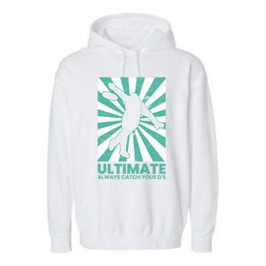 Ultimate Frisbee Gift Catch The Flying Disc Silhouette Garment-Dyed Fleece Hoodie