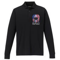 Us Flag Goalie My Goal Is To Deny Yours Ice Hockey Goalkeeper Gift Performance Long Sleeve Polo