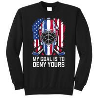 Us Flag Goalie My Goal Is To Deny Yours Ice Hockey Goalkeeper Gift Sweatshirt