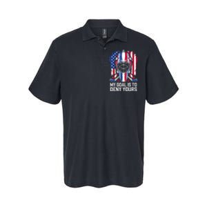 Us Flag Goalie My Goal Is To Deny Yours Ice Hockey Goalkeeper Gift Softstyle Adult Sport Polo