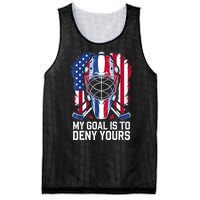 Us Flag Goalie My Goal Is To Deny Yours Ice Hockey Goalkeeper Gift Mesh Reversible Basketball Jersey Tank