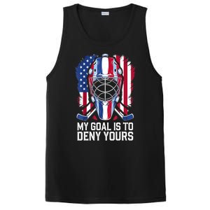 Us Flag Goalie My Goal Is To Deny Yours Ice Hockey Goalkeeper Gift PosiCharge Competitor Tank