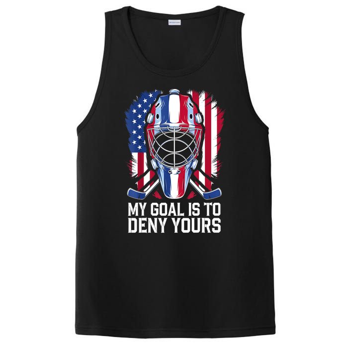 Us Flag Goalie My Goal Is To Deny Yours Ice Hockey Goalkeeper Gift PosiCharge Competitor Tank