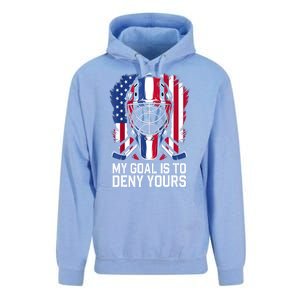 Us Flag Goalie My Goal Is To Deny Yours Ice Hockey Goalkeeper Gift Unisex Surf Hoodie