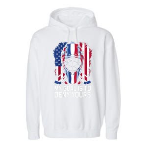 Us Flag Goalie My Goal Is To Deny Yours Ice Hockey Goalkeeper Gift Garment-Dyed Fleece Hoodie