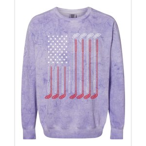 Us Flag Golfer Golfing Sport Golf Course American Pride Golf Gift Colorblast Crewneck Sweatshirt