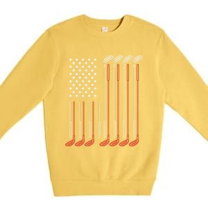 Us Flag Golfer Golfing Sport Golf Course American Pride Golf Gift Premium Crewneck Sweatshirt