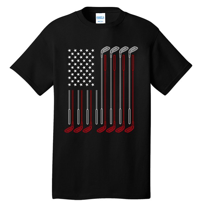 Us Flag Golfer Golfing Sport Golf Course American Pride Golf Gift Tall T-Shirt