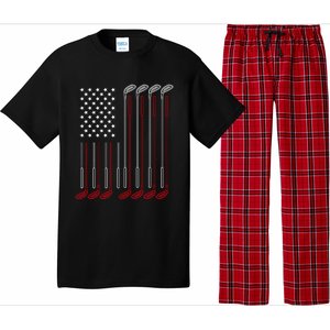 Us Flag Golfer Golfing Sport Golf Course American Pride Golf Gift Pajama Set