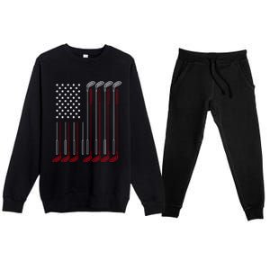 Us Flag Golfer Golfing Sport Golf Course American Pride Golf Gift Premium Crewneck Sweatsuit Set