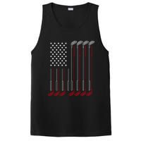 Us Flag Golfer Golfing Sport Golf Course American Pride Golf Gift PosiCharge Competitor Tank