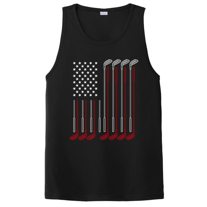 Us Flag Golfer Golfing Sport Golf Course American Pride Golf Gift PosiCharge Competitor Tank