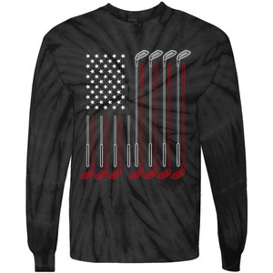 Us Flag Golfer Golfing Sport Golf Course American Pride Golf Gift Tie-Dye Long Sleeve Shirt