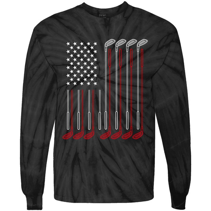 Us Flag Golfer Golfing Sport Golf Course American Pride Golf Gift Tie-Dye Long Sleeve Shirt