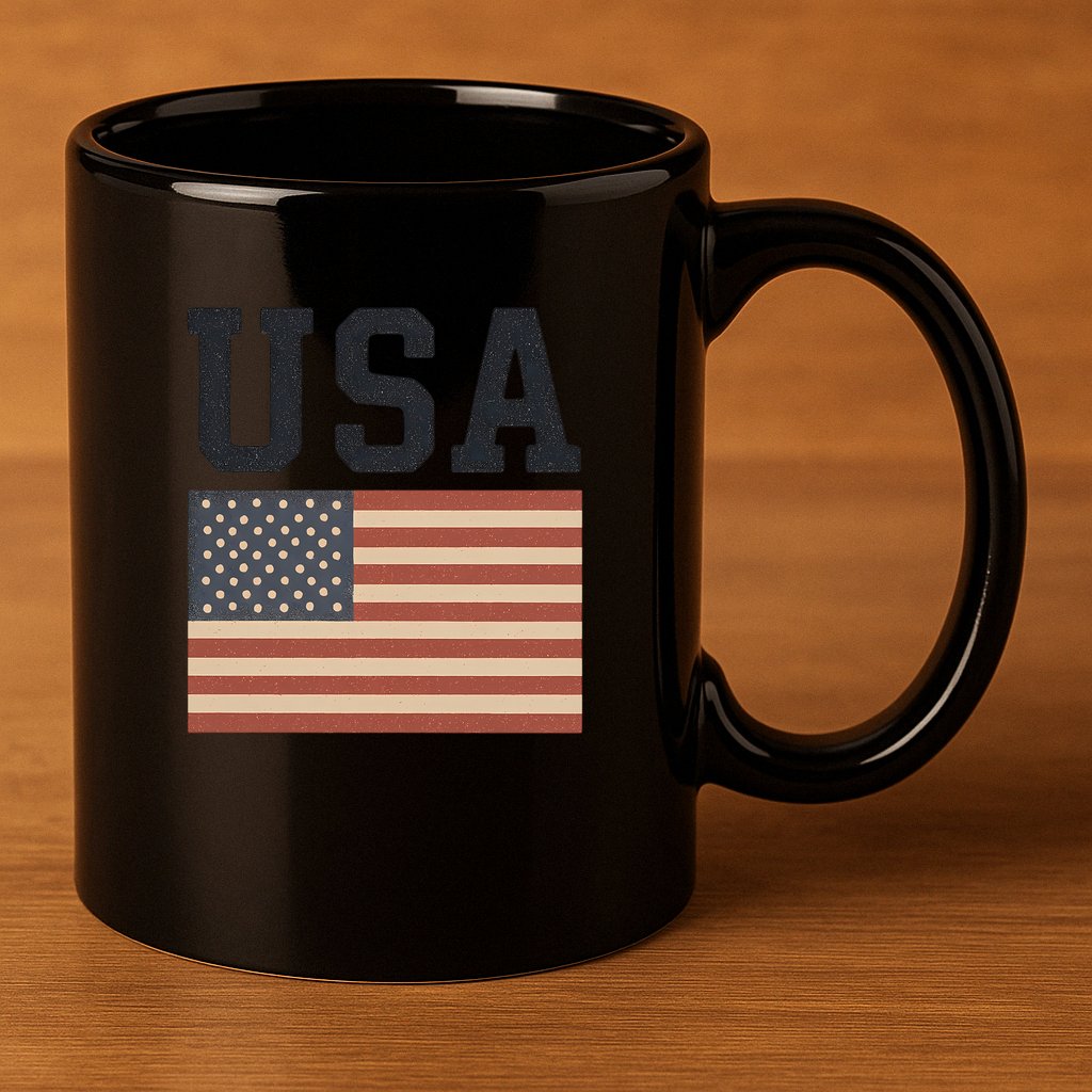 USA Flag Graphic 11oz C Handle Ceramic Mug