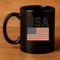 USA Flag Graphic 11oz C Handle Ceramic Mug