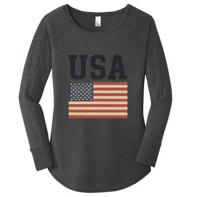 USA Flag Graphic Women's Perfect Tri Tunic Long Sleeve Shirt