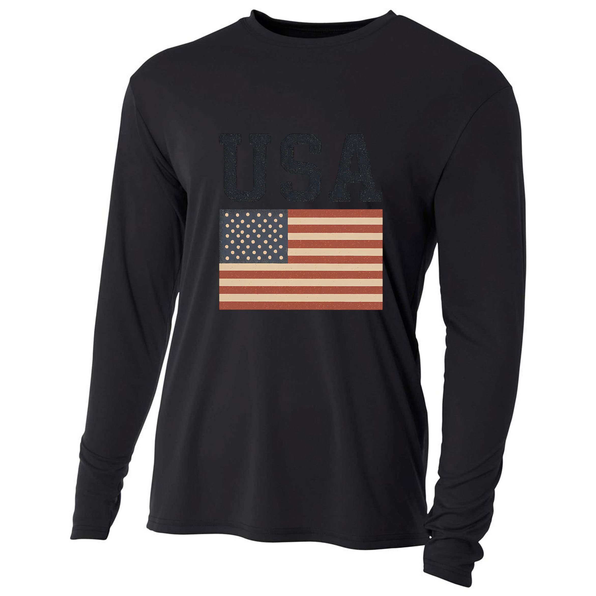 USA Flag Graphic Cooling Performance Long Sleeve Crew