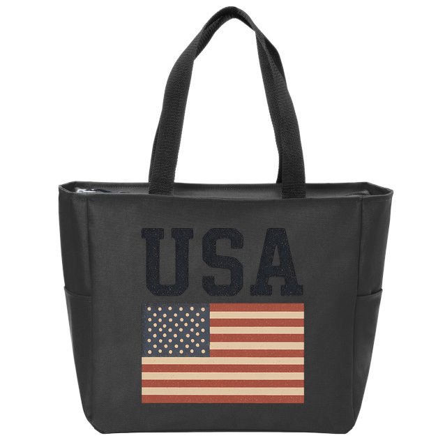 USA Flag Graphic Zip Tote Bag