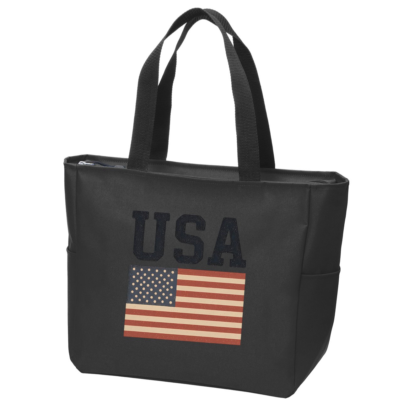USA Flag Graphic Zip Tote Bag