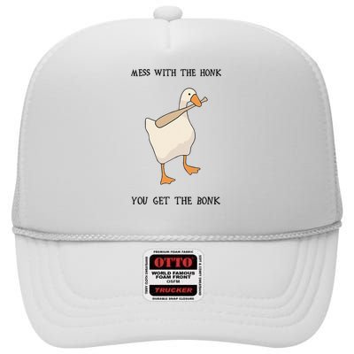 Untitled Funny Goose Game Meme High Crown Mesh Back Trucker Hat