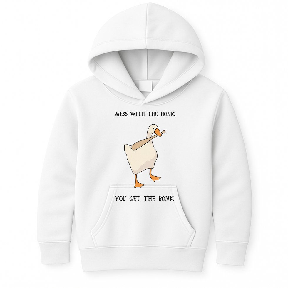 Untitled Funny Goose Game Meme Kids Hoodie