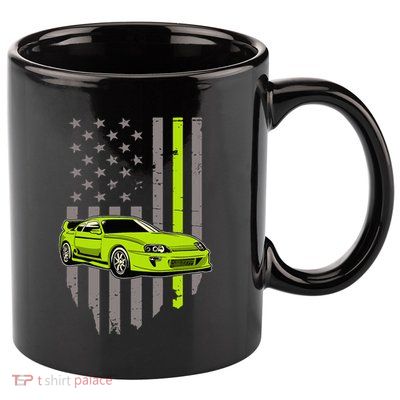 Usa Flag Green Mk4 Jdm Tokyo Supra Drift Car Street Racing 11oz C Handle Ceramic Mug