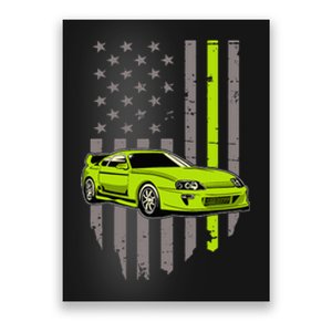 Usa Flag Green Mk4 Jdm Tokyo Supra Drift Car Street Racing Poster