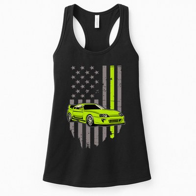 Usa Flag Green Mk4 Jdm Tokyo Supra Drift Car Street Racing Womens Tank Top