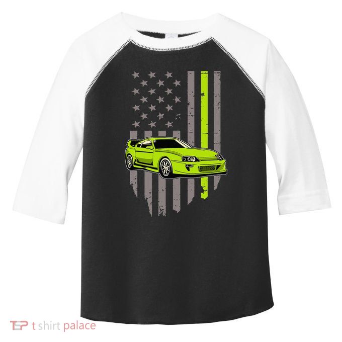 Usa Flag Green Mk4 Jdm Tokyo Supra Drift Car Street Racing Toddler Fine Jersey T-Shirt